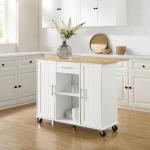 Stella White Drop-Leaf Kitchen Cart
