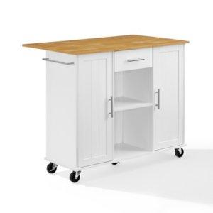 Stella White Drop-Leaf Kitchen Cart