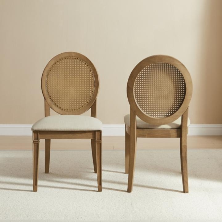Cane Upholstered Katia Dining Chairs, Set of 2