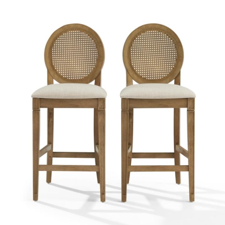Cane Upholstered Katia Counter Stools, Set of 2