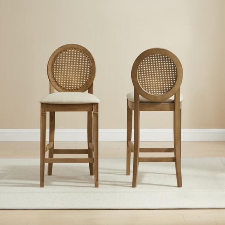 Cane Upholstered Katia Counter Stools, Set of 2