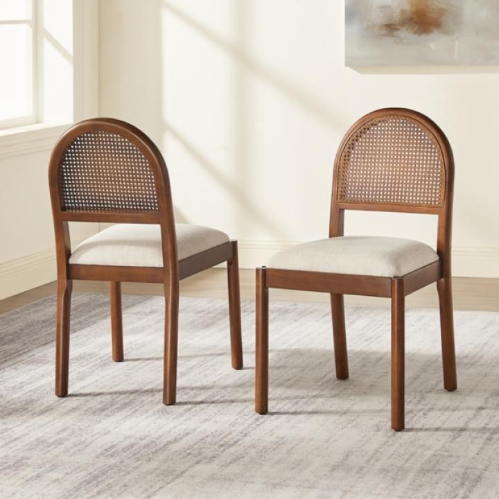 Cream Upholstered Kennedy Dining Chairs, Set of 2