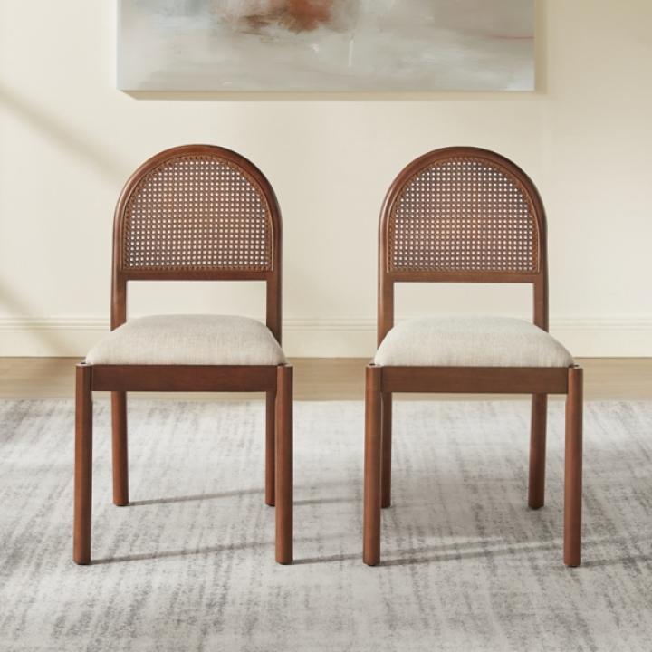 Cream Upholstered Kennedy Dining Chairs, Set of 2