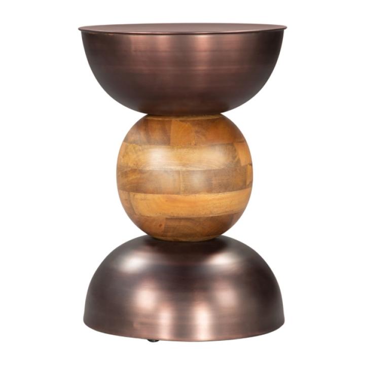 Bronze Metal and Wood Tripoli Accent Table