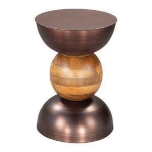 Bronze Metal and Wood Tripoli Accent Table