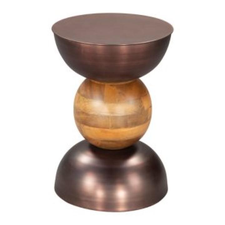 Bronze Metal and Wood Tripoli Accent Table
