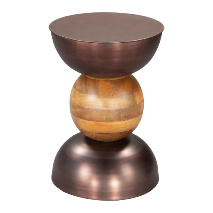 Bronze Metal and Wood Tripoli Accent Table
