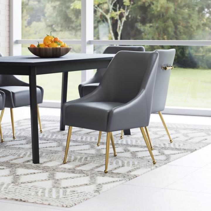 Gray Faux Leather Max Dining Chair