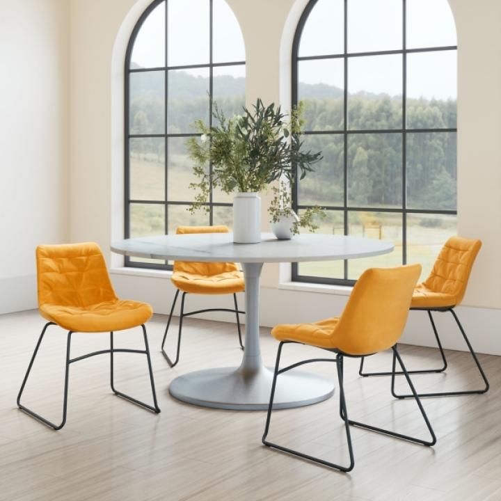 Yellow Tufted Tammy Dining Chairs, Set of 2