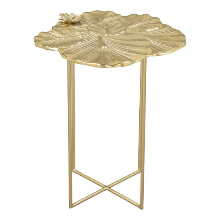Gold Metal Lotus Accent Table