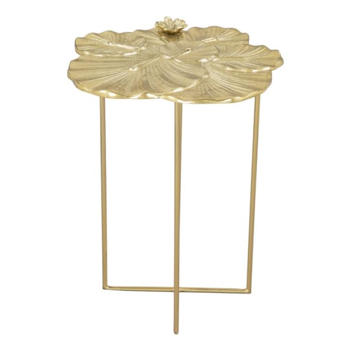 Gold Metal Lotus Accent Table