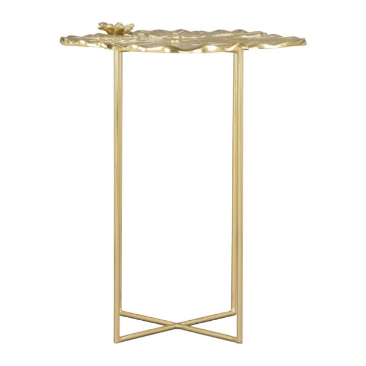 Gold Metal Lotus Accent Table