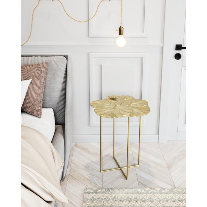 Gold Metal Lotus Accent Table