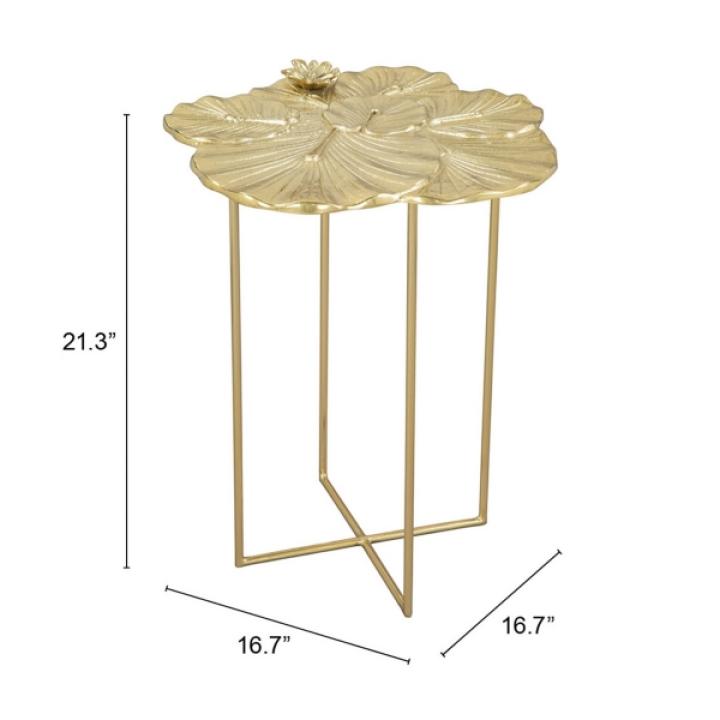 Gold Metal Lotus Accent Table