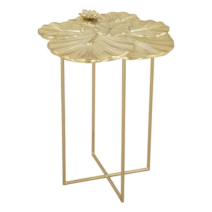 Gold Metal Lotus Accent Table