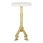 White Marble and Gold Metal Maurice End Table