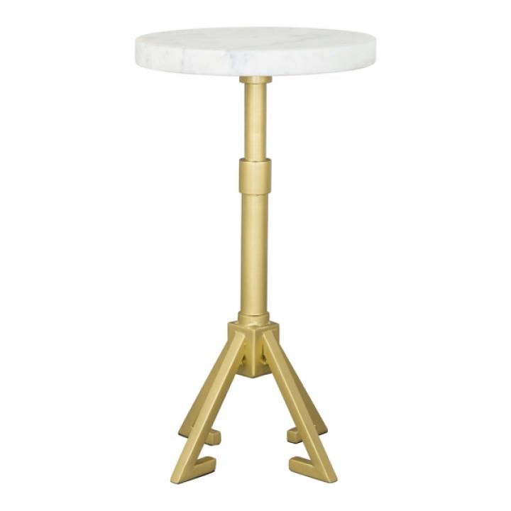 White Marble and Gold Metal Maurice End Table