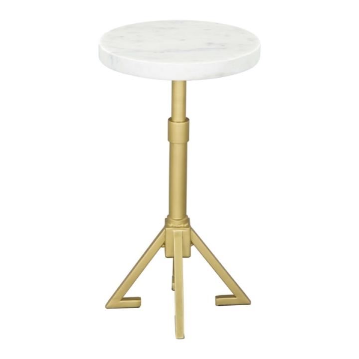 White Marble and Gold Metal Maurice End Table