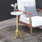 White Marble and Gold Metal Maurice End Table