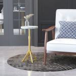 White Marble and Gold Metal Maurice End Table