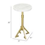 White Marble and Gold Metal Maurice End Table