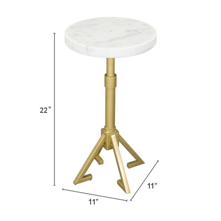 White Marble and Gold Metal Maurice End Table
