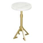 White Marble and Gold Metal Maurice End Table