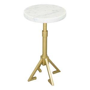 White Marble and Gold Metal Maurice End Table