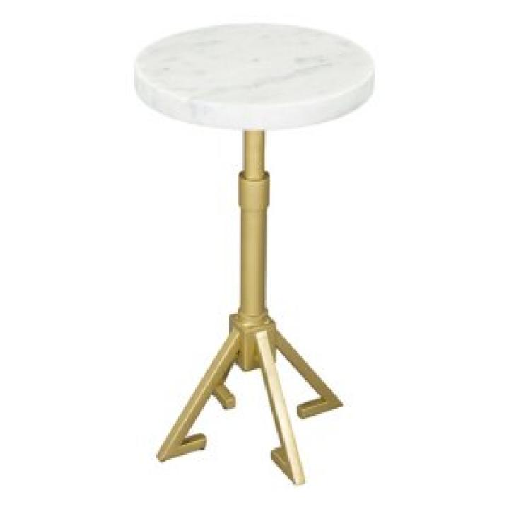 White Marble and Gold Metal Maurice End Table