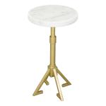 White Marble and Gold Metal Maurice End Table