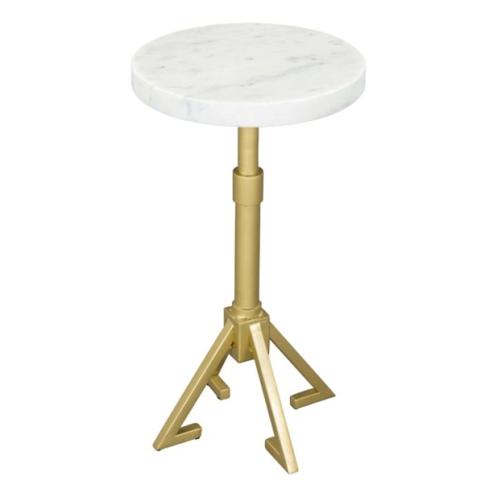 White Marble and Gold Metal Maurice End Table