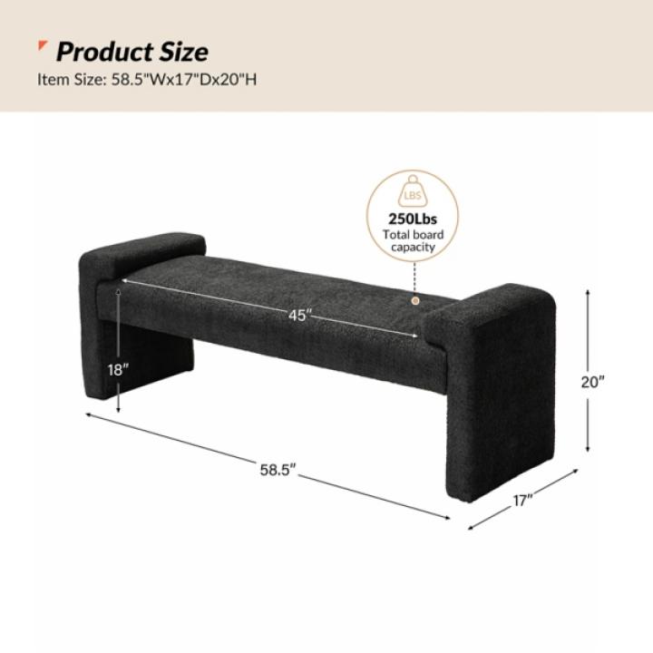 Black Severin Upholstered Bench