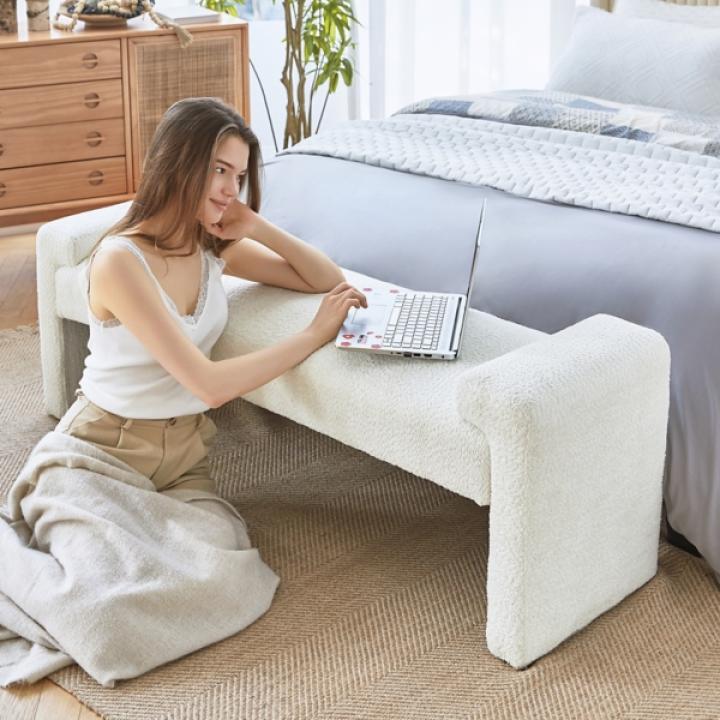 Ivory Severin Upholstered Bench