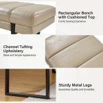 Beige Faux Leather Lauren Metal Bench