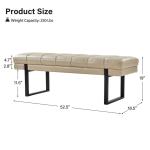 Beige Faux Leather Lauren Metal Bench