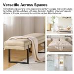 Beige Faux Leather Lauren Metal Bench