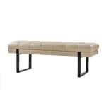 Beige Faux Leather Lauren Metal Bench