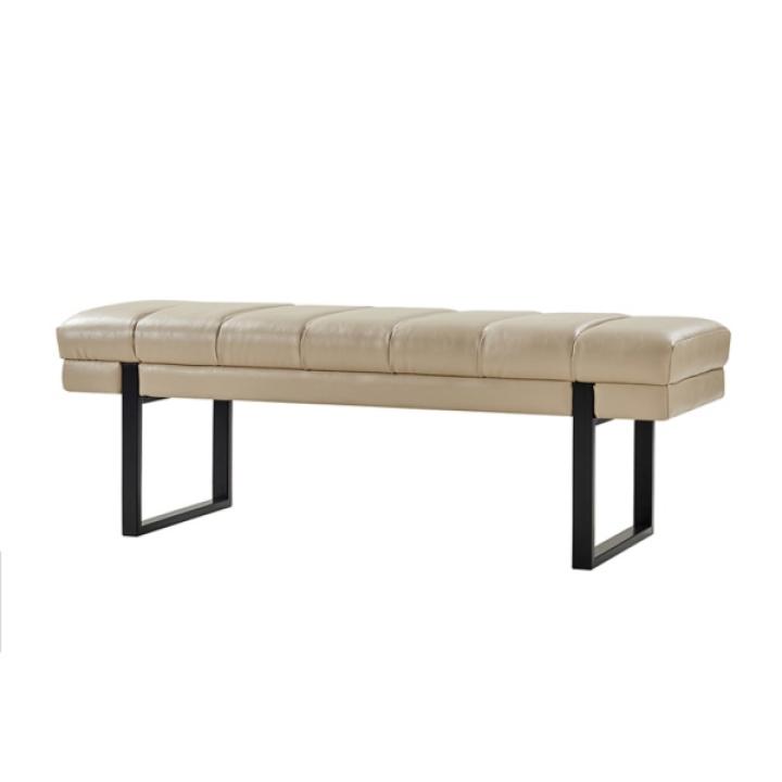 Beige Faux Leather Lauren Metal Bench