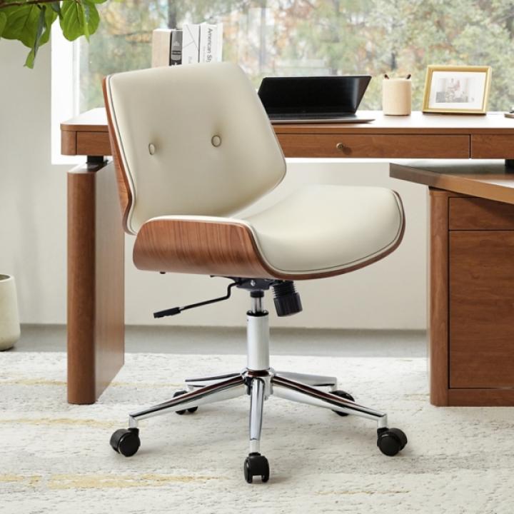 Ivory Faux Leather Molly Office Chair