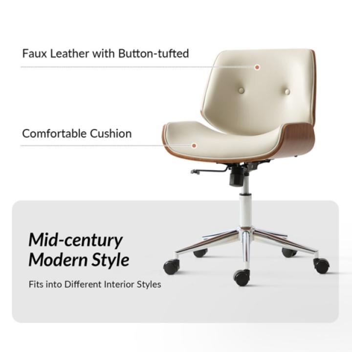 Ivory Faux Leather Molly Office Chair