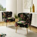 Black Floral Amata Accent Chair