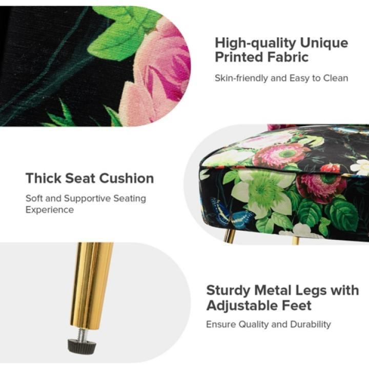 Black Floral Amata Accent Chair