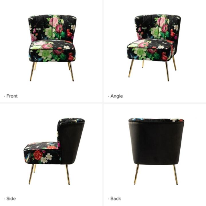 Black Floral Amata Accent Chair