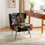 Black Floral Amata Accent Chair