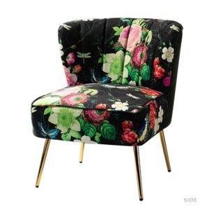 Black Floral Amata Accent Chair