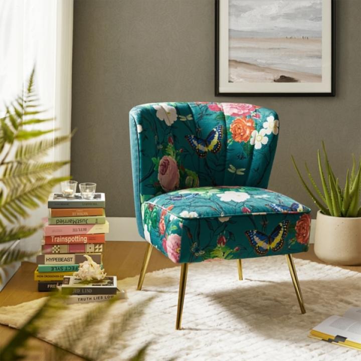 Teal Floral Amata Accent Chair