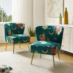 Teal Floral Amata Accent Chair