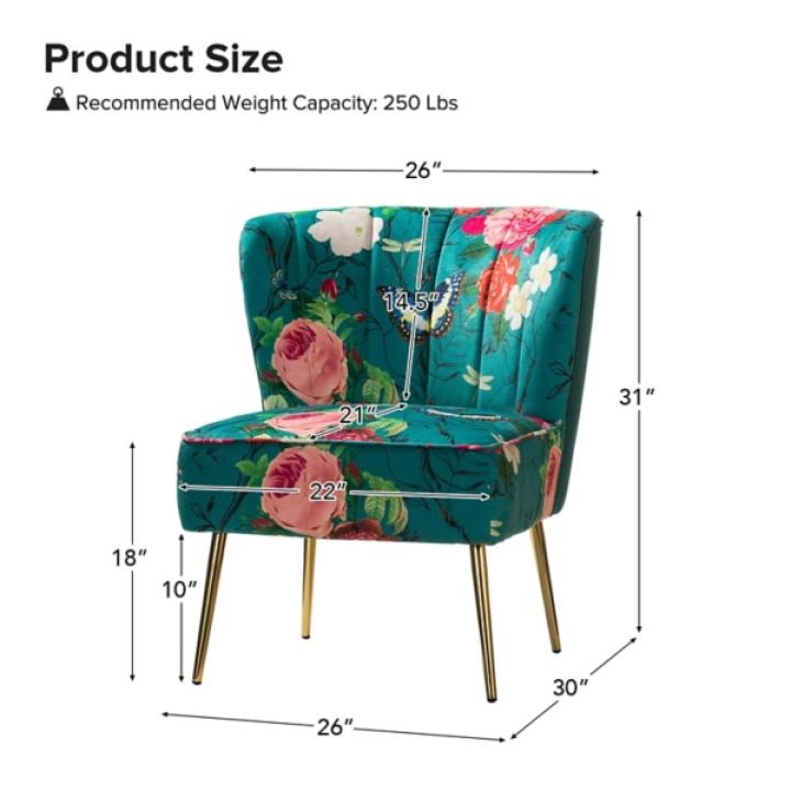 Teal Floral Amata Accent Chair