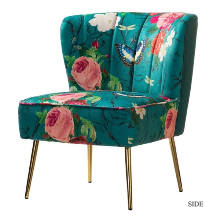 Teal Floral Amata Accent Chair