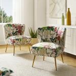 Ivory Floral Amata Accent Chair